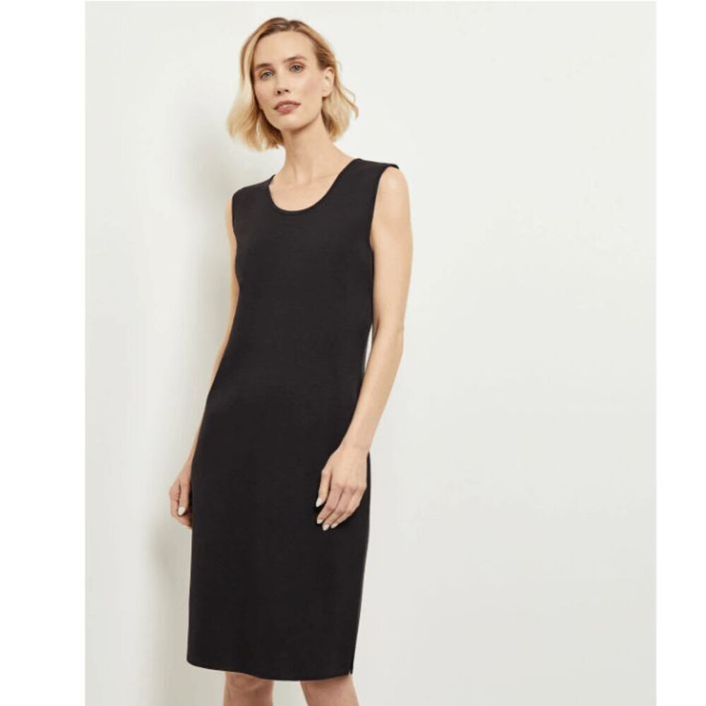 Misook Sleeveless Sheath Knit Dress Black Stretch Round Neck‎ Size XL